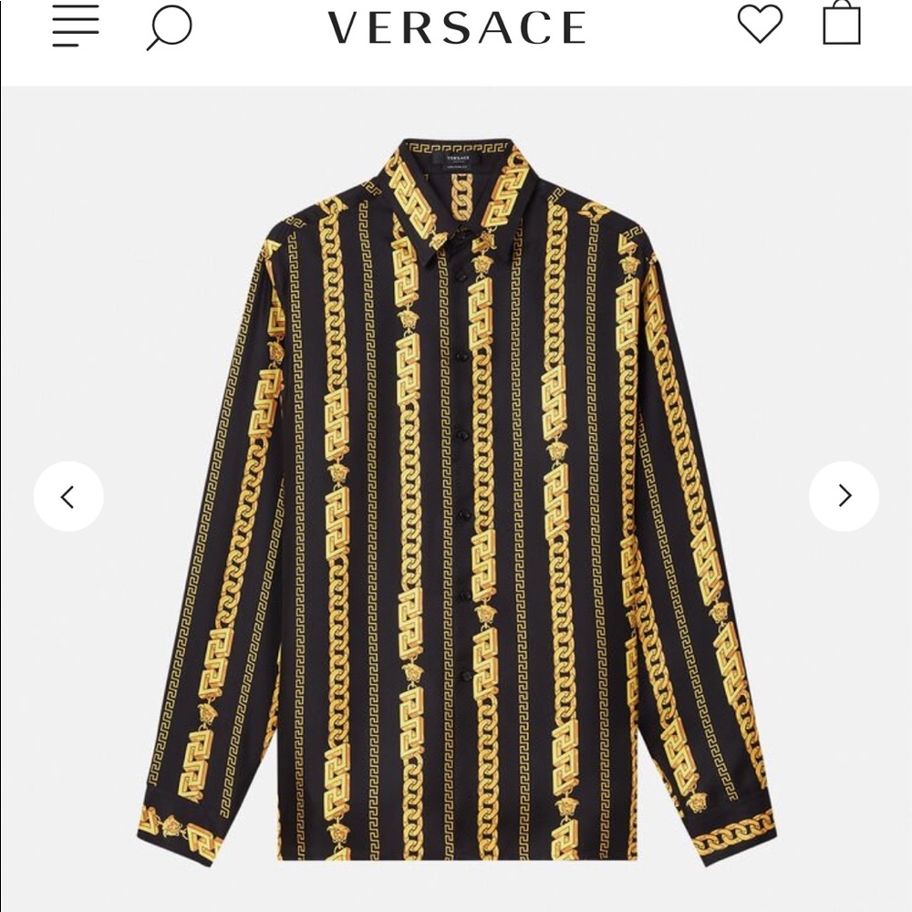Versace Chain pinstriped Silk Collared Shirt